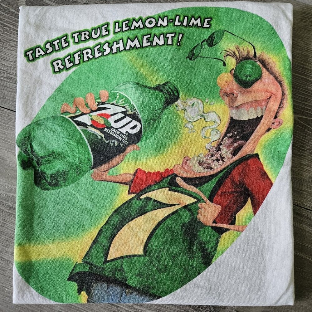 7Up Vintage 90s Lemon Lime Graphic Tee Shirt Size XL 90s Cotton Fun Soda Pop